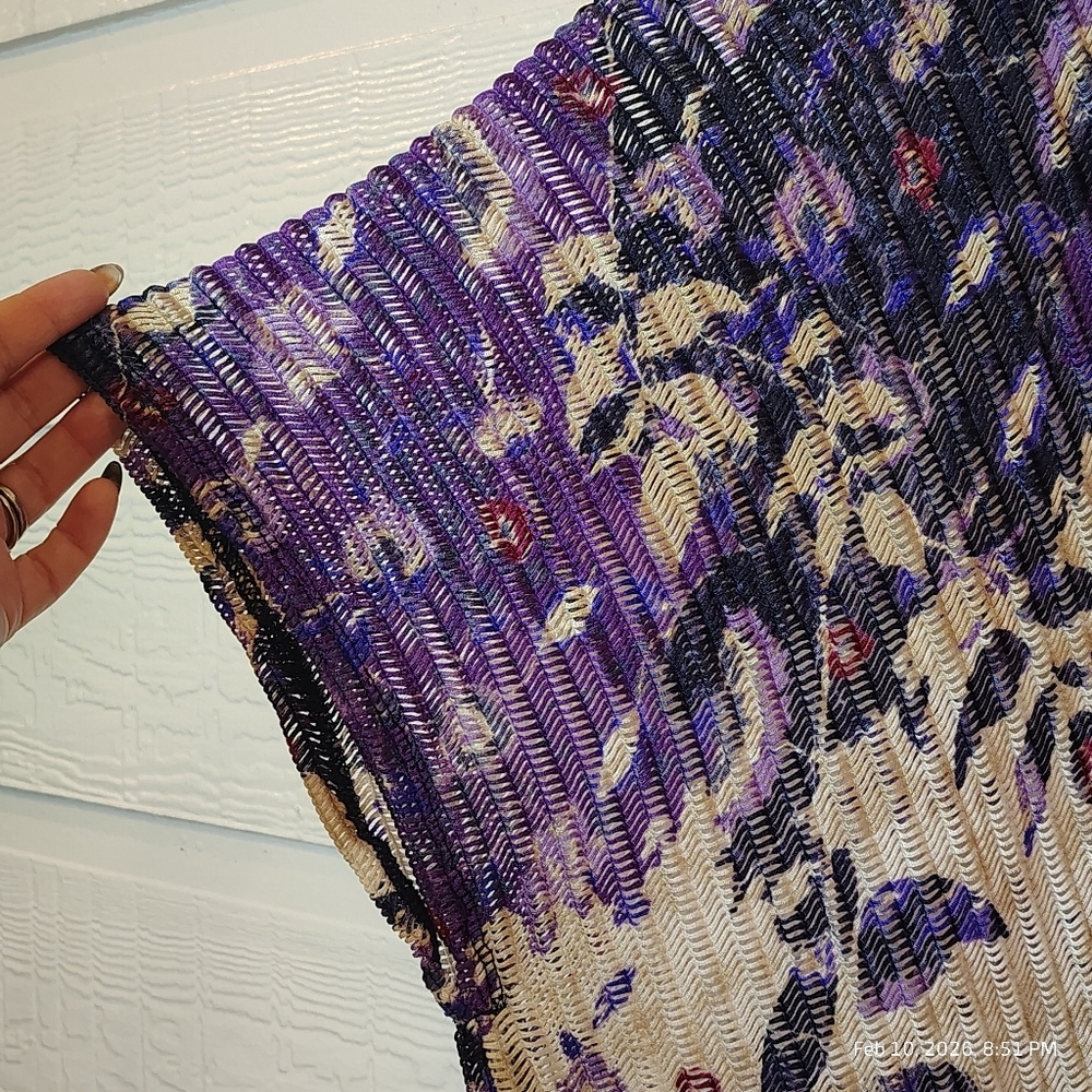 CHICOS Travelers Floral Open Front Kimono Wheat Mesh Lightweight Stretch S/M - Picture 4 of 6